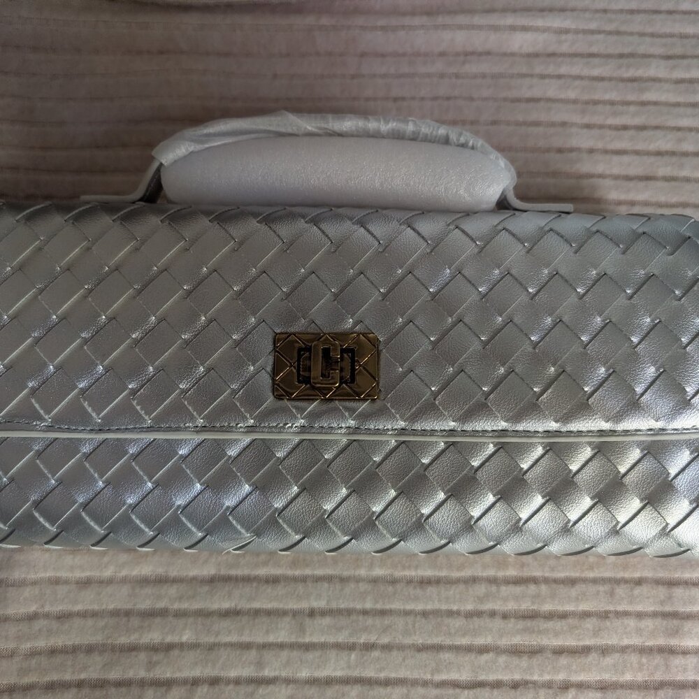 Silver Woven Clutch